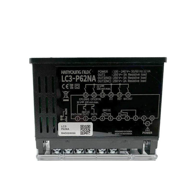 Bộ đếm số và định thời gian màn hình kỹ thuật số Hanyoung Nux LC Series. Tiêu chuẩn CE, KC, IP66