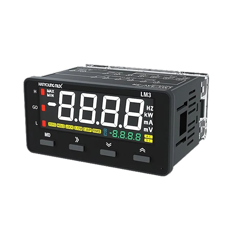 Đồng hồ đo đa năng Ampe, Volt, RMS, AVG Hanyoung Nux LM3 Series, kích thước 96mm x 48mm. Tiêu chuẩn CE, UL, KC