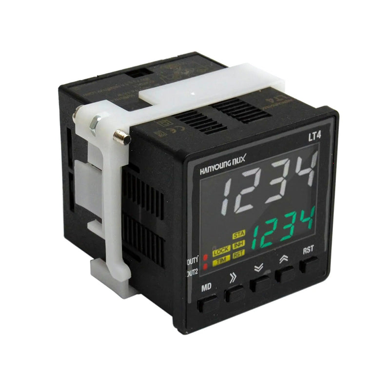Relay thời gian màn hình LCD 4 số Hanyoung Nux LT4 Series. Socket 8 chân tròn. Kích thước 48mm x 48mm. Tiêu chuẩn CE, KC, IP66