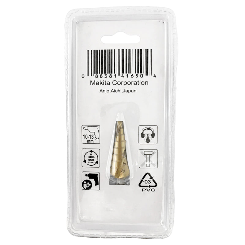 Mũi khoan tháp rãnh xoắn ốc Makita đuôi lục giác 6.35mm (1/4 inch), bề mặt phủ Ti-tan đường kính từ 4mm-20mm