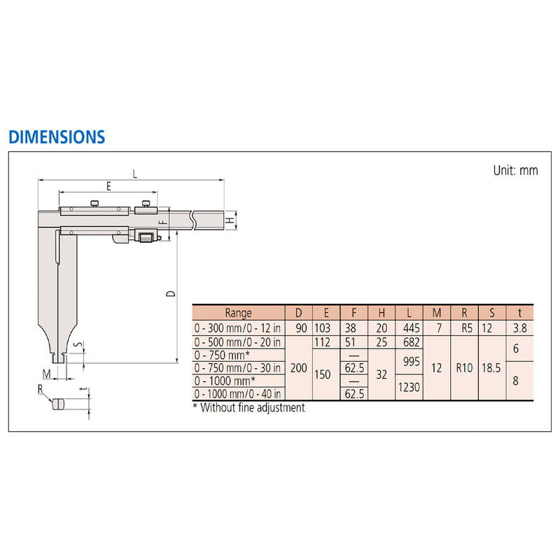 Thước kẹp cơ Mitutoyo Vernier Caliper Series 534, loại hàm dài sâu