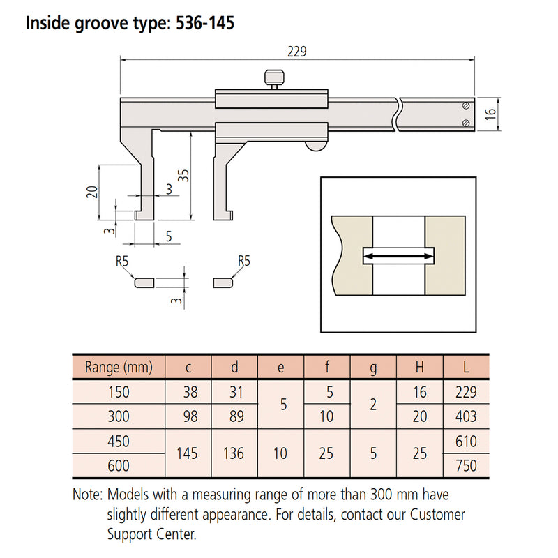 Thước kẹp cơ Mitutoyo Series 536, Inside Vernier Caliper - Groove Jaw type, Chuyên đo lòng rãnh trong