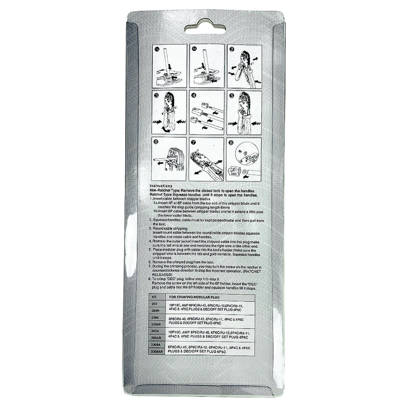 Kìm bấm dây tín hiệu, cáp mạng 3 chức năng, bấm được từ 4-6-8 chân MINJIN HT-2008R