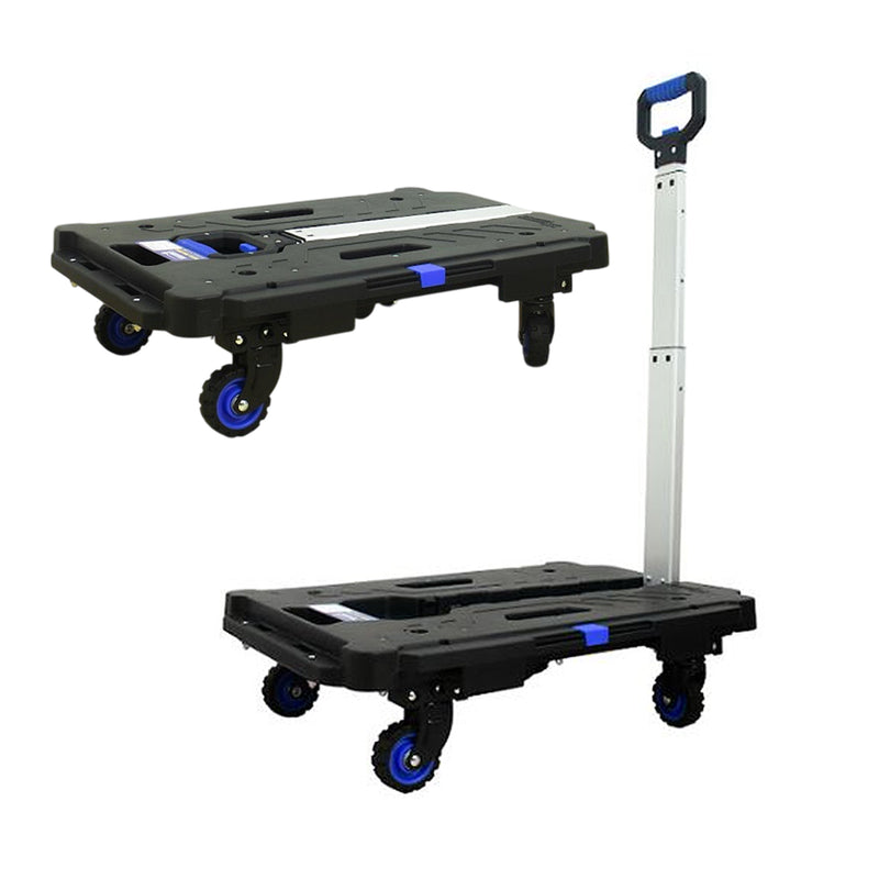 Xe đẩy hàng Nikawa, tải trọng 136kg, kích thước mặt sàn 600mm x 450mm, loại có 4 bánh xe, chất liệu nhựa cao cấp