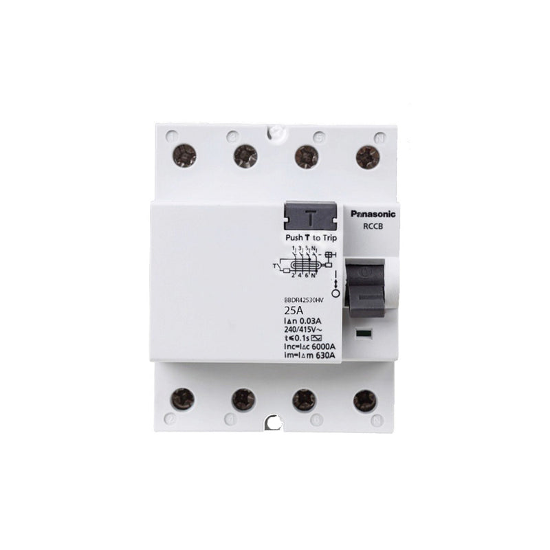 Cầu dao chống giật RCCB Panasonic, chỉ chống rò, lắp thanh ray, tải định mức từ 25A ~ 63A, dòng rò 30mA