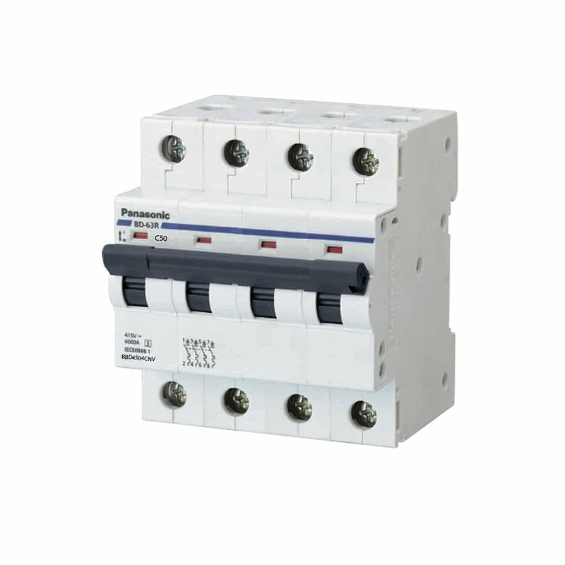 Cầu dao tự động MCB Panasonic, tải danh định từ 6A ~ 100A, dòng cắt từ 6kA ~ 10kA