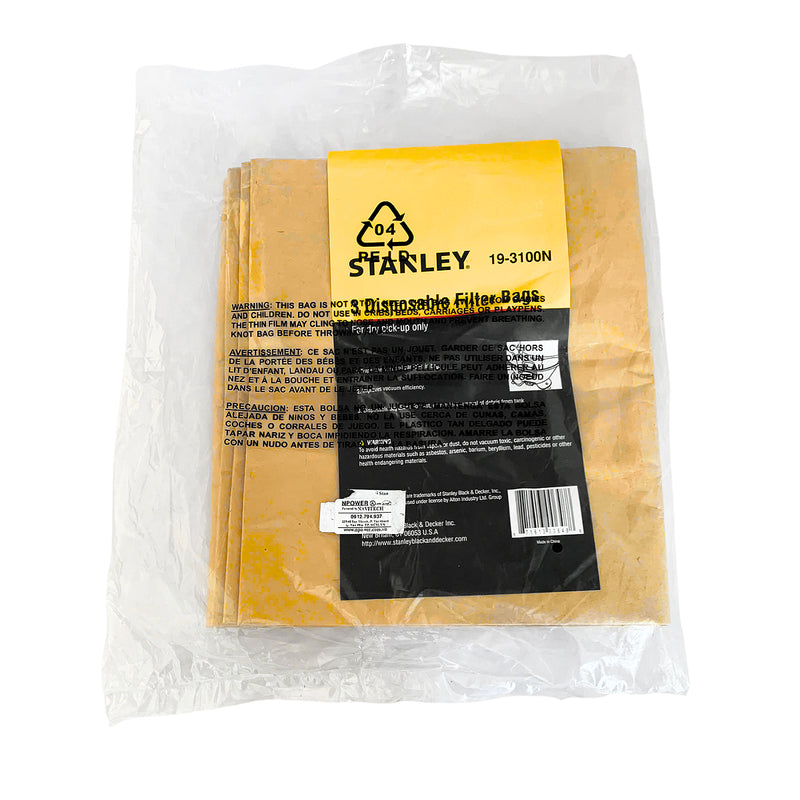 Túi giấy đựng bụi sử dụng cho máy hút bụi STANLEY 19-3100N (Dùng cho: SL19117, SL19116, SL19116P, SL19417-6A, SL19417P-6A(giá trên là bộ 3 cái))