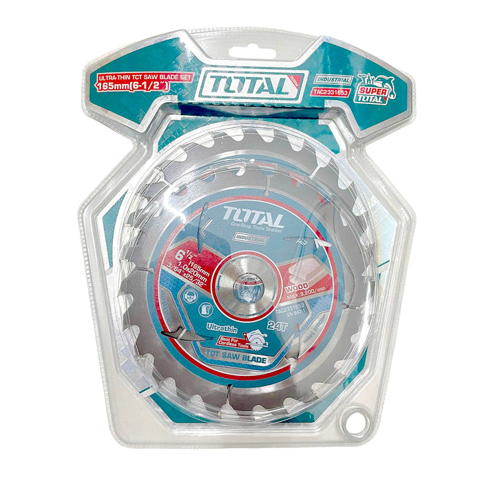 Bộ 2 lưỡi cưa gỗ TCT TOTAL TAC2331653 đường kính lưỡi 165mm, 24 răng, lỗ cốt 20mm