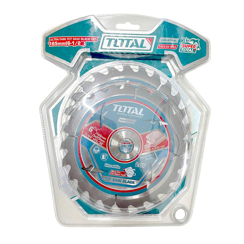 Bộ 2 lưỡi cưa gỗ TCT TOTAL TAC2331653 đường kính lưỡi 165mm, 24 răng, lỗ cốt 20mm