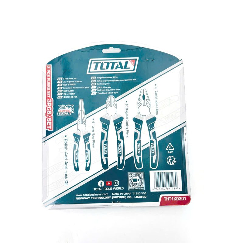Bộ 3 kìm cắt kìm răng và kìm mỏ dài TOTAL THT1K0301
