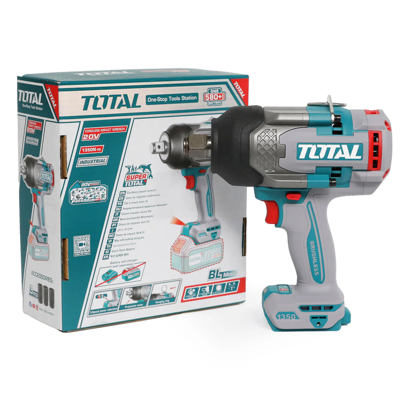 Máy siết bu lông cốt 3/4 inch không chổi than dùng Pin 20V Total