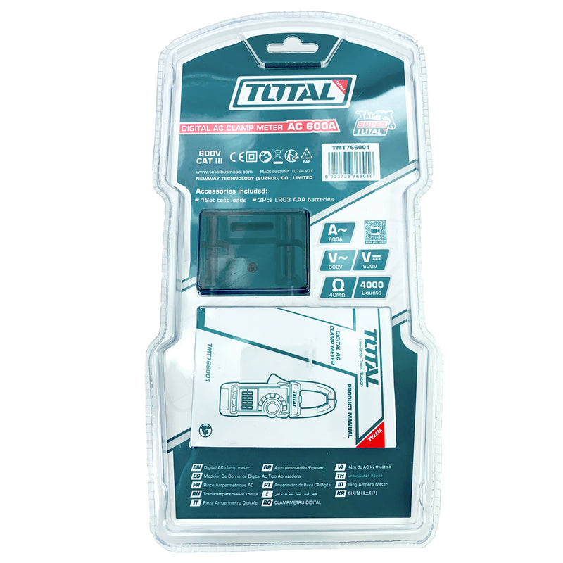 Ampe kìm đo dòng AC kỹ thuật số Total TMT766001 True RMS, dải đo 4A - 600A