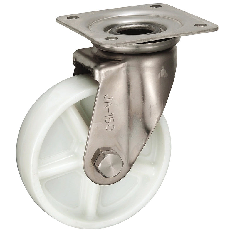 Bánh xe đẩy, càng Inox 304 Ukai JA-Type có xoay, không khóa bánh, đường kính từ 75mm - 200mm