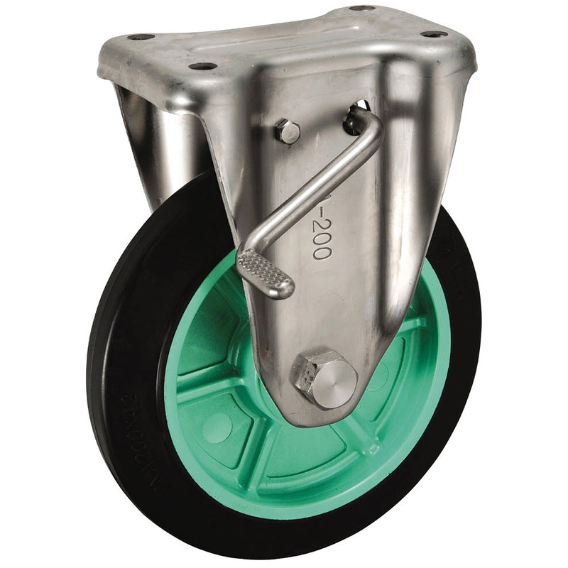 Bánh xe đẩy, càng Inox 304 Ukai KABZ-Type cố định, có khóa bánh, đường kính bánh từ 75mm - 200mm