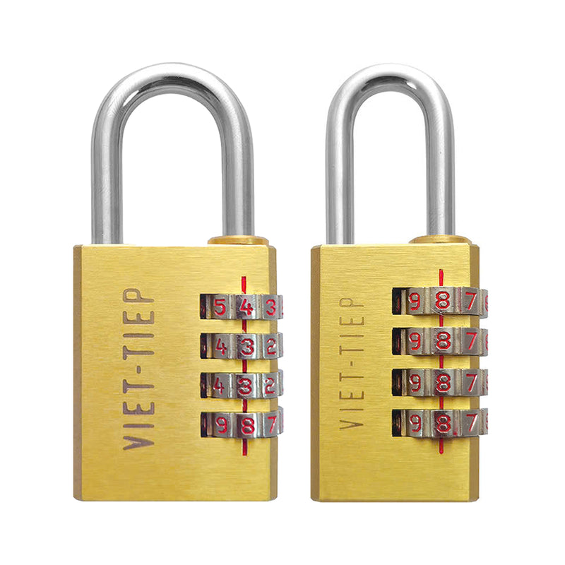 Ổ khóa số Việt Tiệp, thân khóa rộng từ 30mm - 39.8mm, thân khóa bằng hợp kim đồng, 4 cọc số