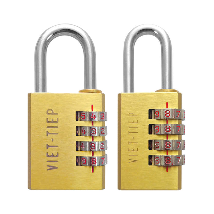 Ổ khóa số Việt Tiệp, thân khóa rộng từ 30mm - 39.8mm, thân khóa bằng hợp kim đồng, 4 cọc số