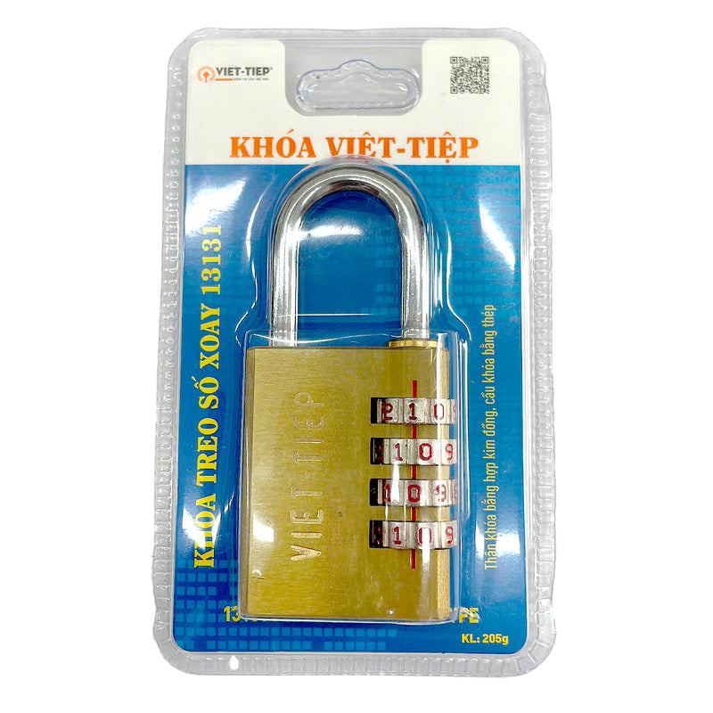 Ổ khóa số Việt Tiệp, thân khóa rộng từ 30mm - 39.8mm, thân khóa bằng hợp kim đồng, 4 cọc số