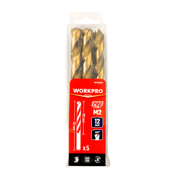 Hộp mũi khoan Inox Workpro, chủng loại HSS-G, cấp thép M2, phôi thép xoắn kích thước từ 1mm - 13mm