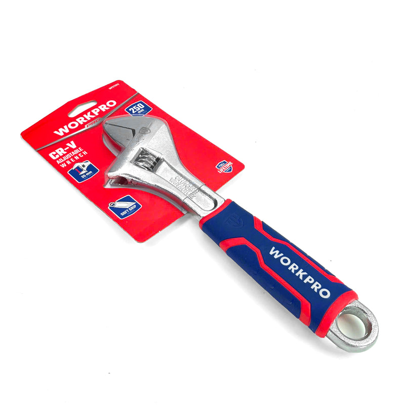 Mỏ lết bằng thép CR-V mạ chrome, tay cầm bọc nhựa chống trượt Workpro