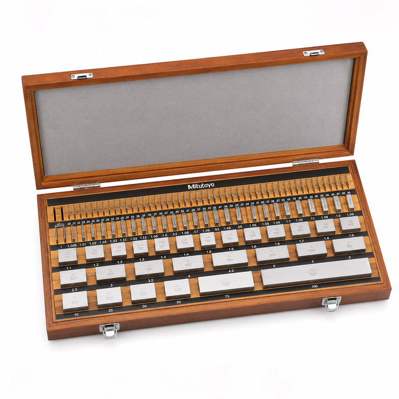 Bộ căn mẫu Mitutoyo 103 chi tiết kiểu khối vuông (từ 1.005 mm - 100 mm) | Square gauge block set