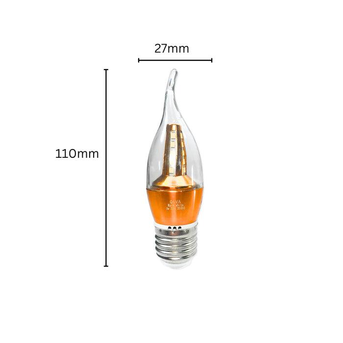 Bóng đèn led trang trí hình ngọn lửa Qiva đuôi đèn E14 - E27, công suất 5W, màu sáng vàng