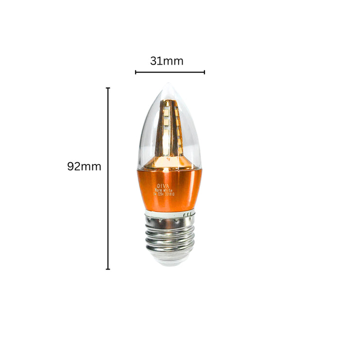 Bóng đèn led nến Qiva đuôi đèn E27, công suất 5W, màu sáng vàng - sáng trắng