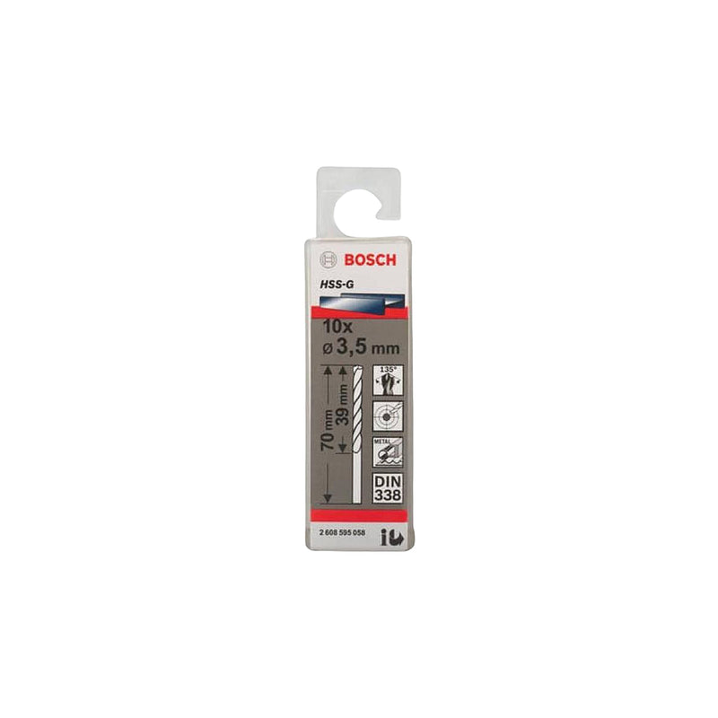 Hộp 10 mũi khoan sắt HSS-G Bosch đường kính từ 1mm - 7.5mm, đuôi trơn (Tiêu chuẩn DIN 338)