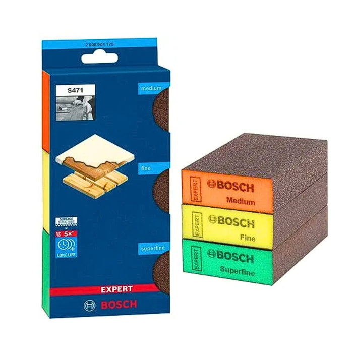 Hộp 3 miếng nhám Foam chà gỗ Expert Bosch 2608901175 kích thước 98mm x 69mm x 26mm