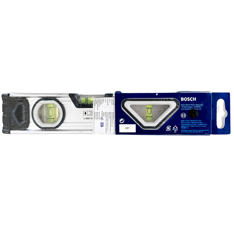 Thước thủy nhôm mini 25cm Bosch 1600A016BN, độ chính xác cao ±0.5mm/m, có nam châm và nhựa chống sốc