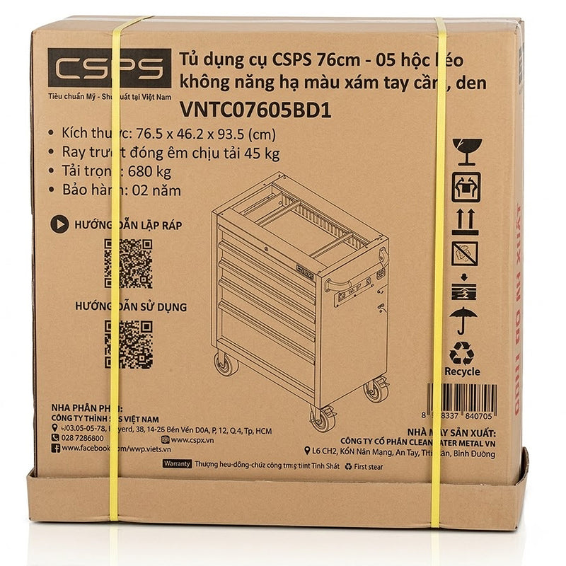 Tủ dụng cụ 5 ngăn kéo CSPS  ngang 76cm, cao 96cm, tải trọng tối đa 680kg