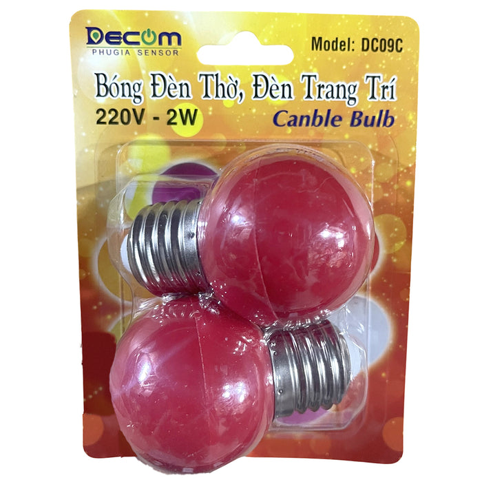 Vỉ 2 bóng đèn led trái chanh Decom DC-09C, công suất 2W