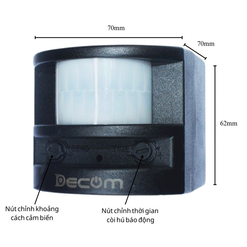 Thiết bị báo động chống trộm hồng ngoại 6 âm thanh liên tục Decom DC113A