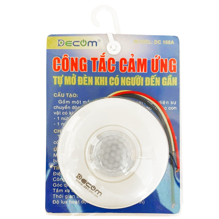 Công tắc cảm ứng hồng ngoại gắn trần Decom DC-168A đường kính 90mm