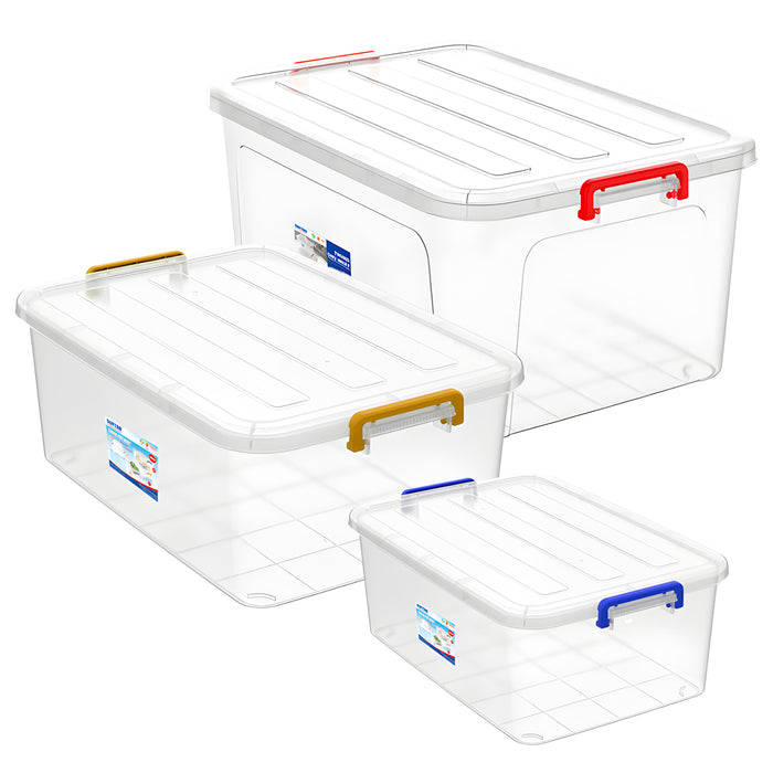 Thùng nhựa trong suốt Duy Tân, hình chữ nhật có nắp gài.