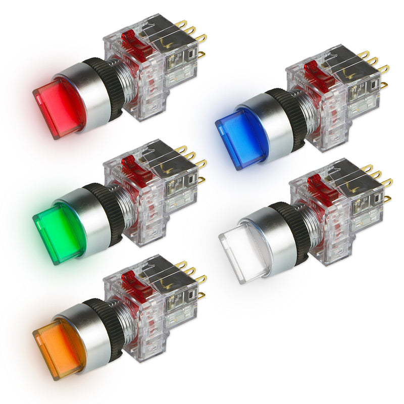 Công tắc gạt tích hợp đèn báo trên tay vặn, viền chrome Hanyoung Nux DRT-R series, Lỗ khoét Ø16mm