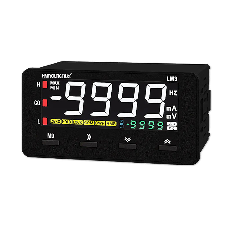 Đồng hồ đo đa năng Ampe, Volt, RMS, AVG Hanyoung Nux LM3 Series, kích thước 96mm x 48mm. Tiêu chuẩn CE, UL, KC