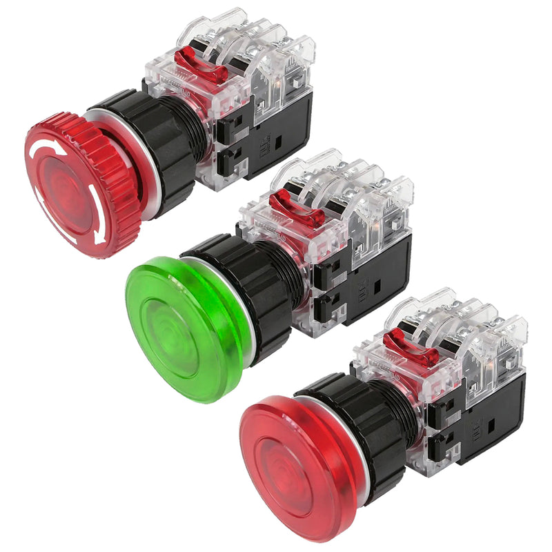 Công tắc dừng khẩn cấp có tích hợp đèn báo viền nhôm Hanyoung Nux MRA-T series, Lỗ khoét Ø30mm