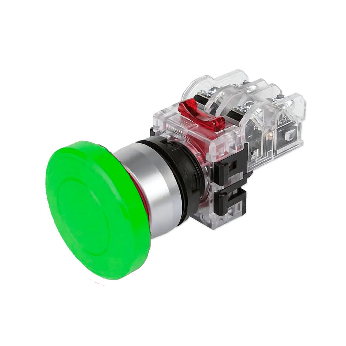 Công tắc dừng khẩn cấp, không đèn, viền nhôm Hanyoung Nux MRE-R series, Lỗ khoét Ø22mm