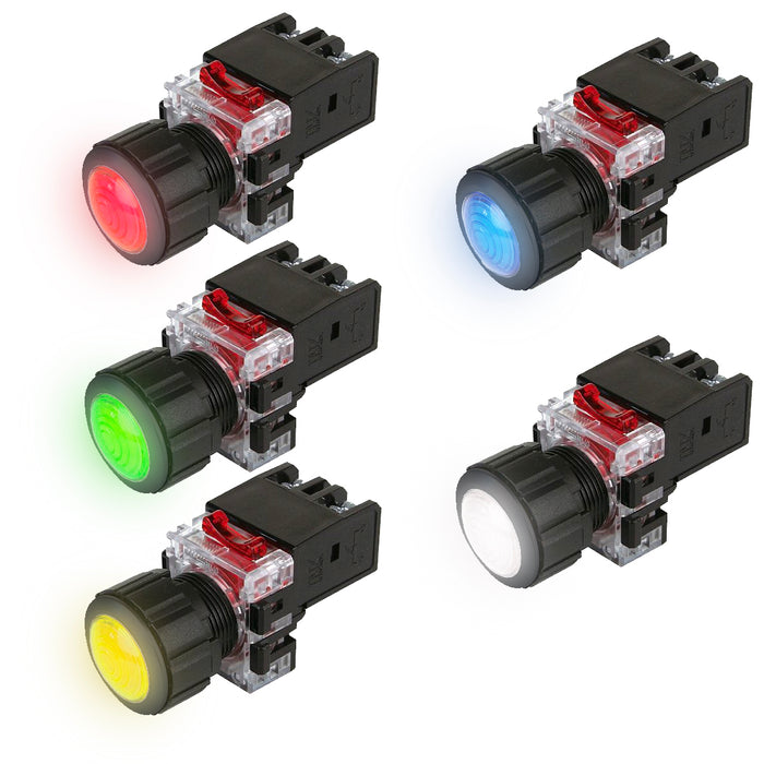 Đèn báo tủ điện, viền nhựa Hanyoung Nux MRP-K series, Lỗ khoét Ø25mm. Tiêu chuẩn CE