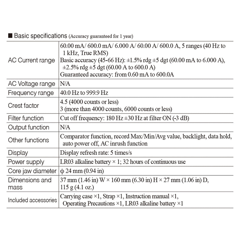 Ampe kìm đo dòng rò AC Hioki CM4001-90 True RMS, dãi đo từ 60mA - 600A, đi kèm module kết nối Bluetooth