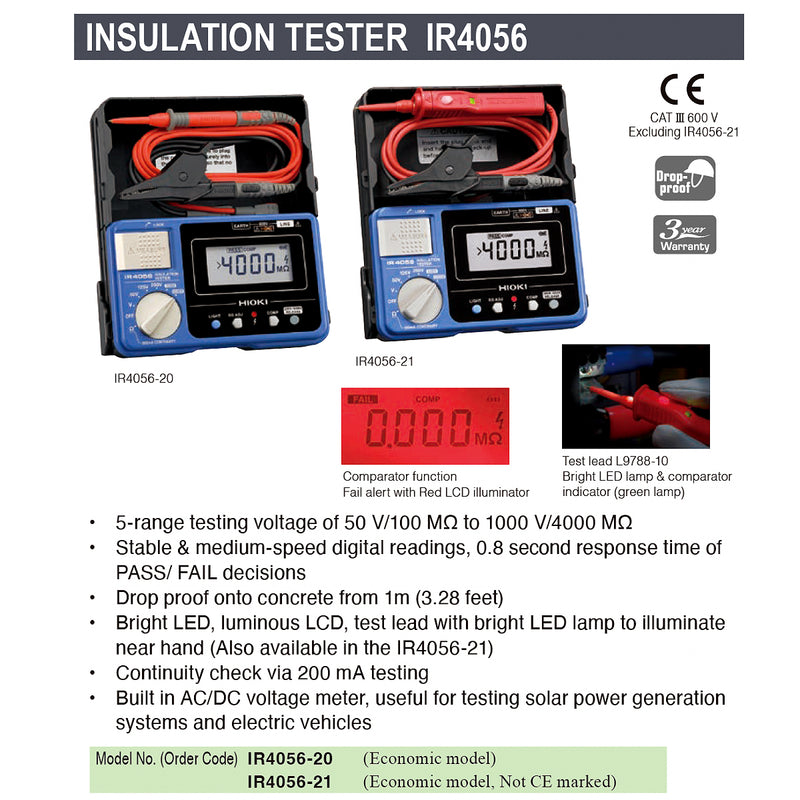 Thiết bị đo điện trở cách điện 1000V Hioki IR4056-20