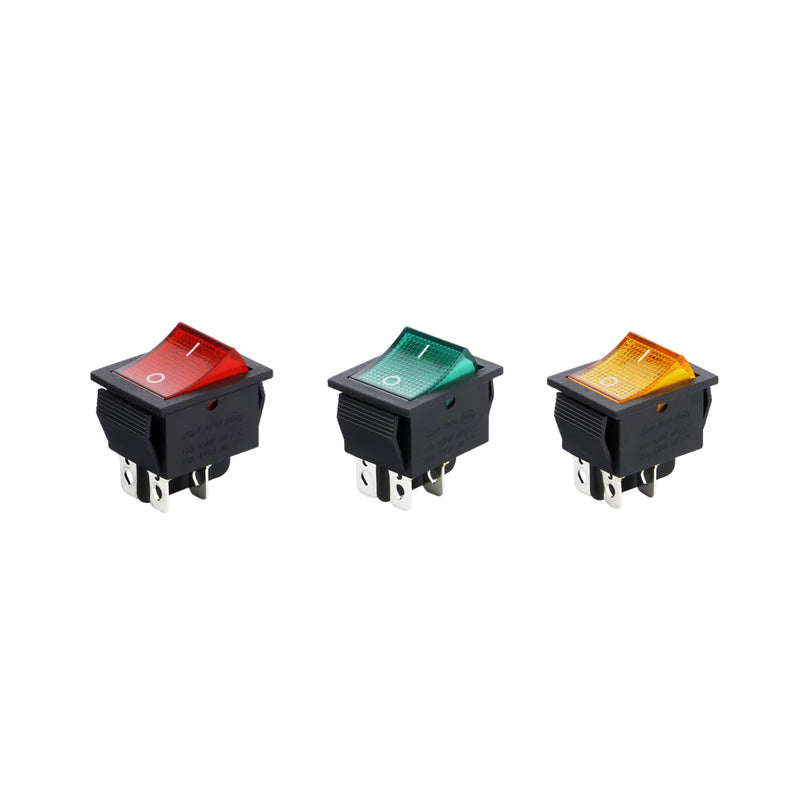 Công tắc bật tắt 4 chân Janfa dòng điện AC 15A - 250V, 3 màu xanh, đỏ vàng