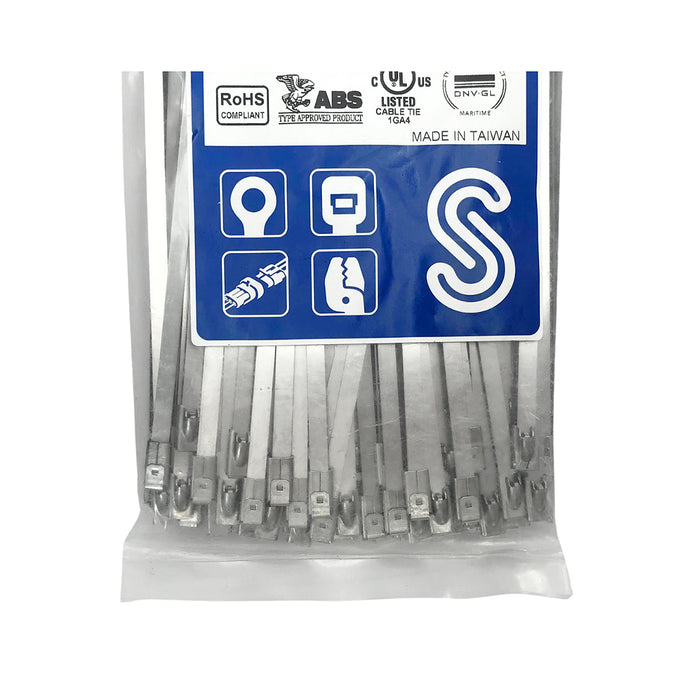 Dây rút Inox 316 KST cao cấp, không bọc nhựa (Uncoated), loại bi gài (Ball-lock), bản size S rộng 4.5mm, dài từ 125mm - 1050mm