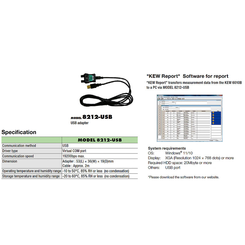 Bộ chuyển đổi USB Kyoritsu 8212-USB dài 2000mm