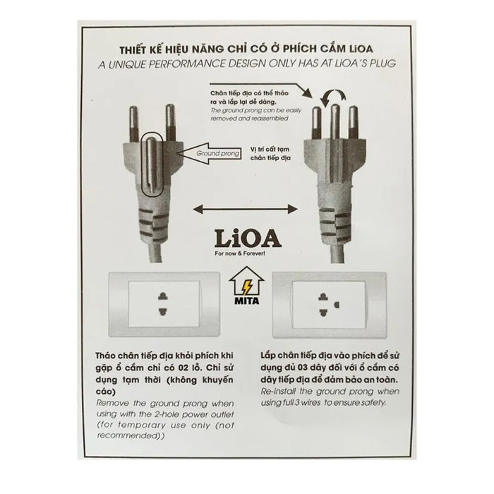 Ổ cắm nối dài rulo tay quay LIOA Hybrid-Series, dây tiếp địa (3 lõi), có Aptomat (CB) chống quá tải