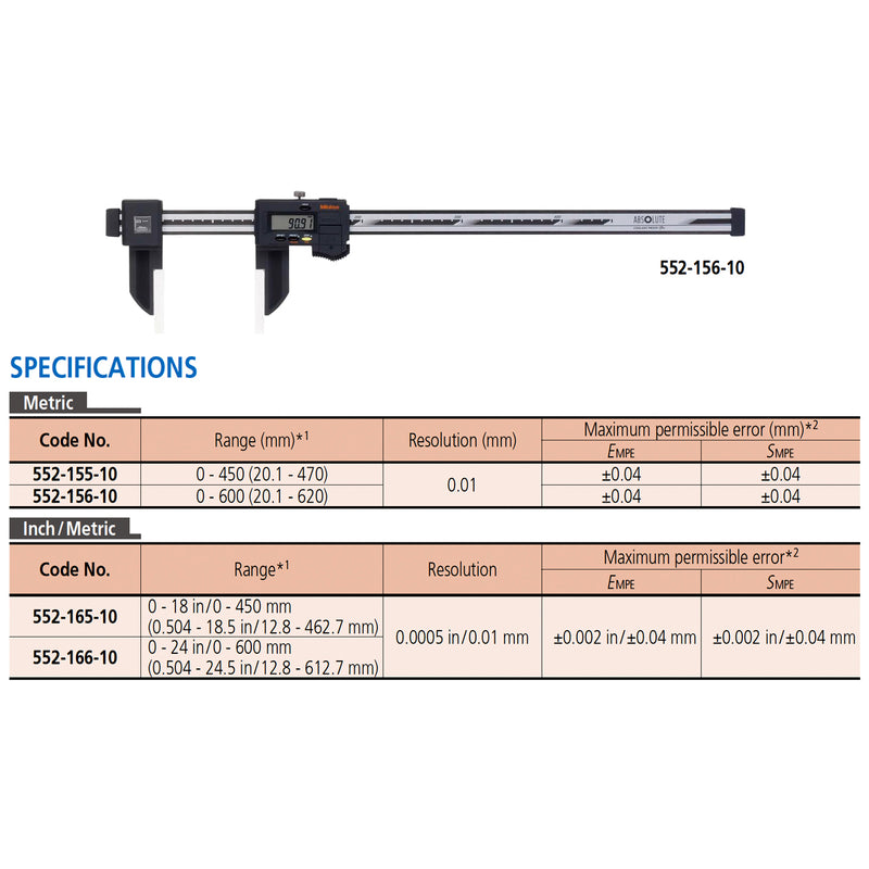 Thước kẹp điện tử Mitutoyo Series 552 Absolute Coolant Carbon Fiber, hàm kẹp gốm