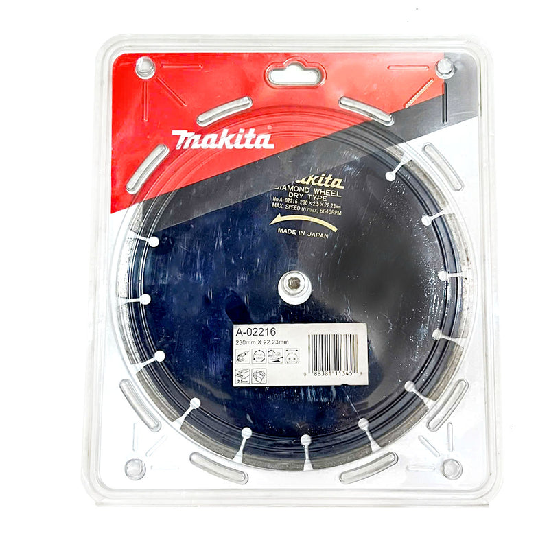 Lưỡi cắt kim cương 230mm kiểu răng phân đoạn Makita A-02216 dùng cho gạch tường, lỗ cốt 22.23mm cắt khô tương thích với máy SG1251 ( Cấp 3 sao )