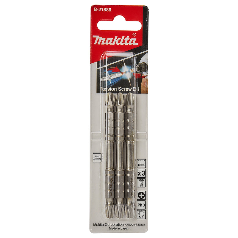 Vì 3 mũi vít bake 2 đầu Torsion Makita kích thước từ PH2 - PH3, đuôi lục giác 6.35mm (1/4 inch)