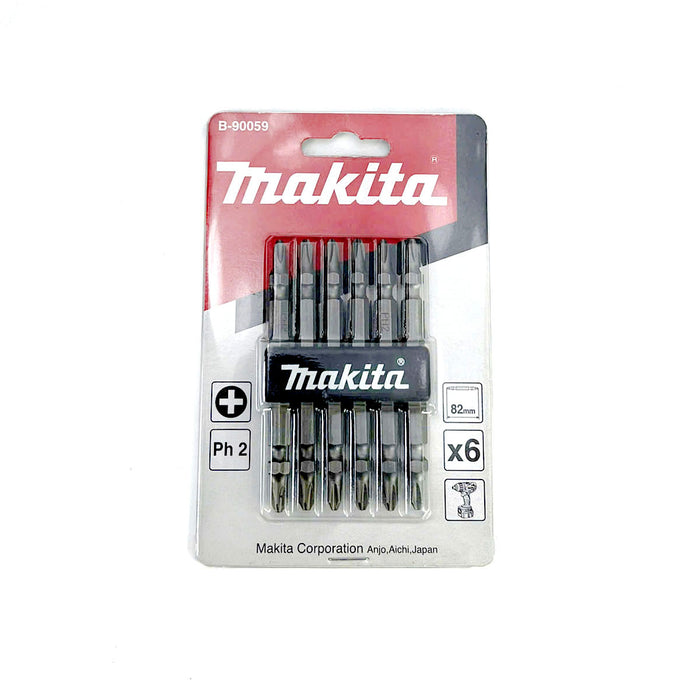 Vĩ 6 mũi vặn vít 2 đầu bake Makita B-90059 kích thước PH2, dài 82mm