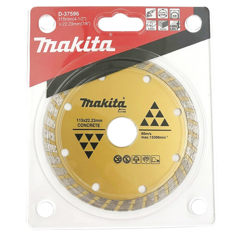 Lưỡi cắt kim cương Turbo 115mm Makita D-37596 dùng cho bê tông, lỗ cốt 22.23mm, cắt khô